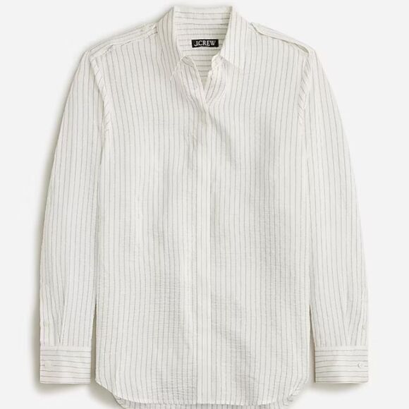 J.Crew textured drapey button-up shirt - Picture 2 of 7